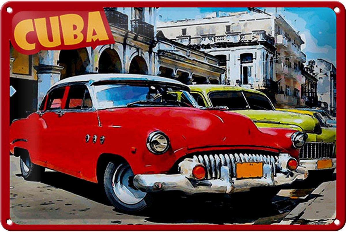 Blechschild Reise 20x30 cm Cuba Oldtimer Autos Deko Schild