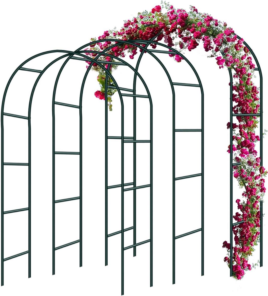 Rozenboog Set - Klimplantenboog Pergola - Tuindecoratie - Roestwerende Coating - 240 x 140 x 38 cm - Groen