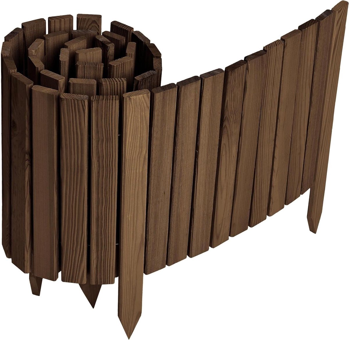 Houten Rollborder - Tuinafscheiding Borderrand - Tuin Afbakenen - Flexibel Buigbaar - 200 x 40 cm - Donkerbruin