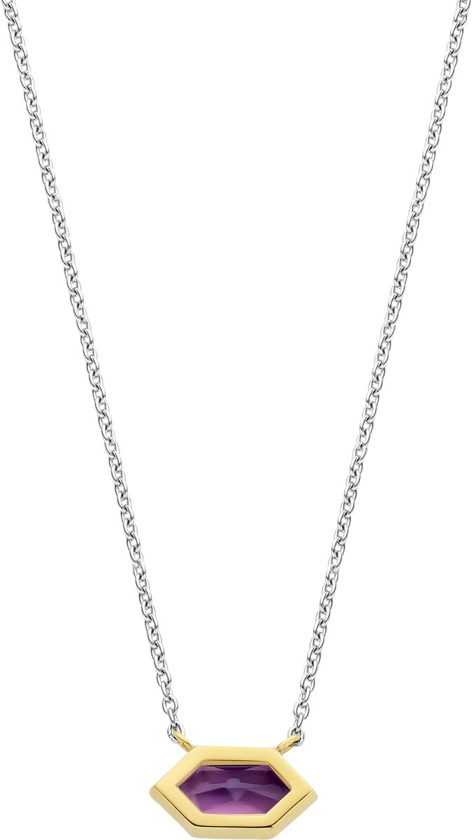 TI SENTO Dames Ketting - 925 zilver - Paars - Maat 42 - 34041PU
