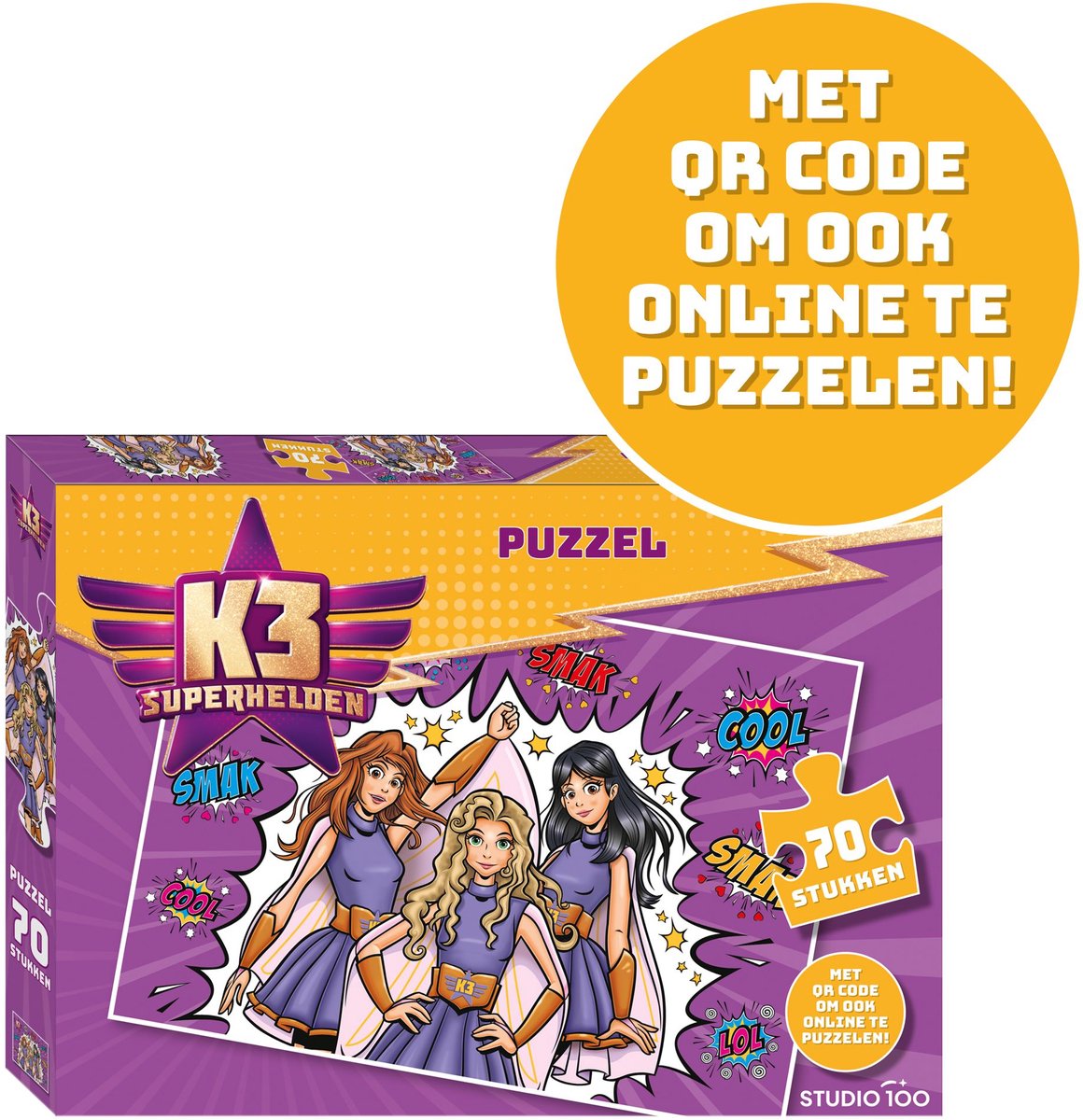 K3 - Puzzel - Superhelden - 70 stukjes - Met QR code om ook online te puzzelen — cadeau in Spellen & Speelgoed - foto 4