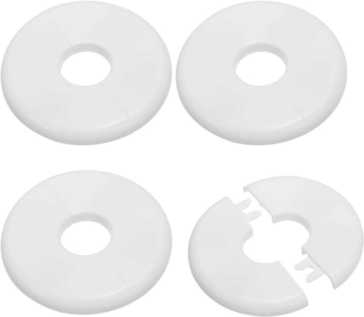 Muursplitflens 23,5mm/0,93", 4 stuks ABS ronde zelfklevende escutcheon plaat cover gesp voor waterpijp kraan decoratie, wit