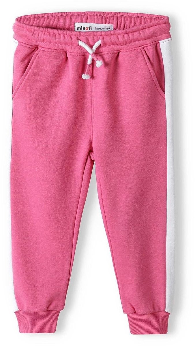 Minoti meisjes joggingbroek fleece donkerroze - katoen