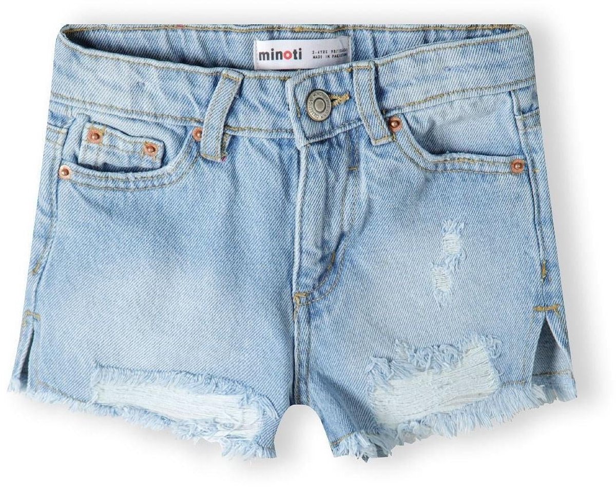 Minoti korte broek meisjes lichtblauw denim - gerafelde zoom