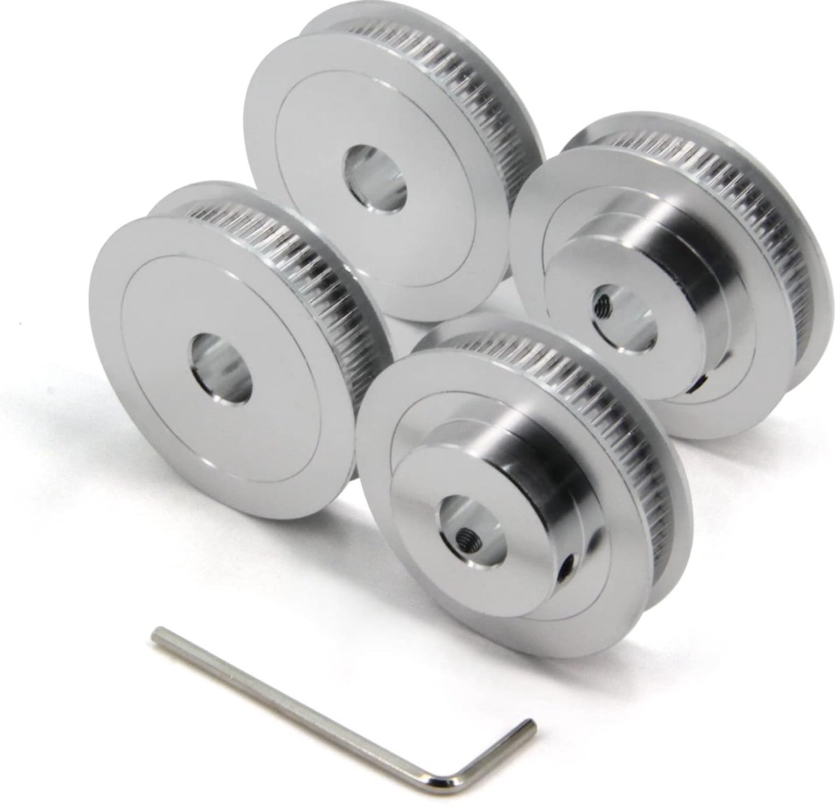 2GT katrol 60 tanden 10 mm boring 60T distributieriem synchrone katrol aluminium wiel voor 6 mm breedte 3D-printer onderdelen, 4 stuks/partij (maat: 60T-10 mm boring)