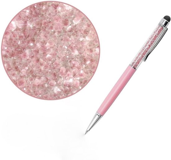 2-in-1 stylus en balpen, met Swarovski-stenen babyroze — afbeelding 2