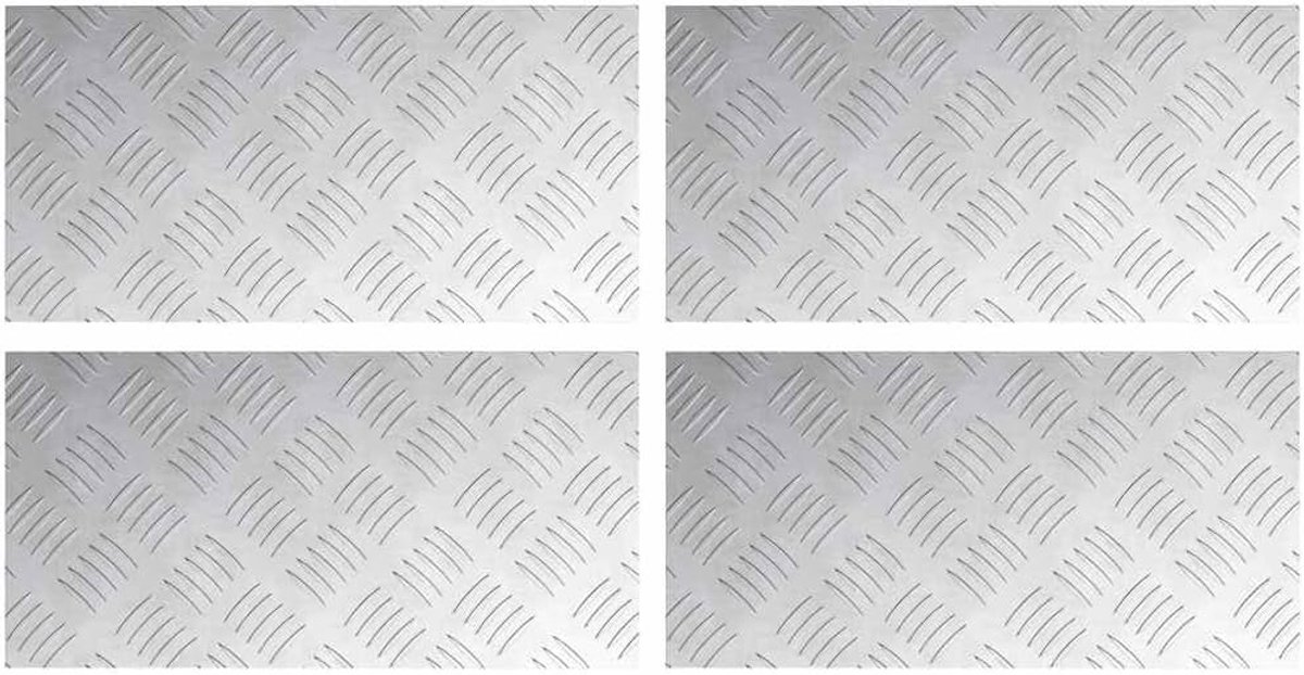 Trap Treed Rechthoekig 4 Stuks Zilver 40 x 20 cm Aluminium | Checkerplate ontwerp, antislip, duurzaam, lichtgewicht, eenvoudig te reinigen, geschikt voor binnen en buiten