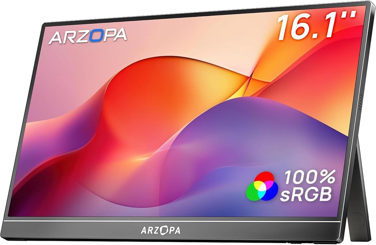 Draagbare Monitor 16,1 Inch - Full HD IPS Scherm - USB-C & Mini HDMI - HDR - Voor Laptop, PC, Mac en Consoles