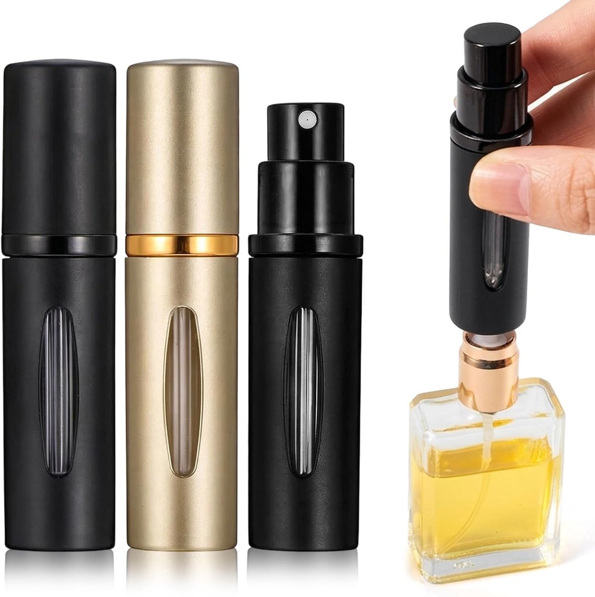 5 ml parfumverstuiver, navulbaar, 2 stuks parfumverstuivers voor onderweg, lege parfumvuller, mini-verstuiver, spuitfles voor reizen, parfumverstuiver voor parfum, aftershave