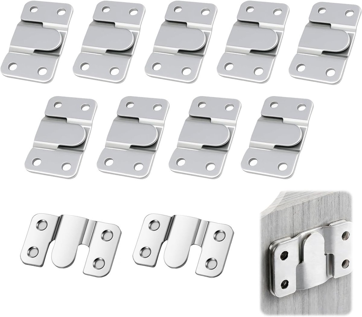 20 stuks zware fotolijsten hangers roestvrij staal, inbouw verborgen houder, fotolijst hanger, zware belasting, roestvrijstalen meubelverbinders, haken, kasten, meubels en wanddecoratie