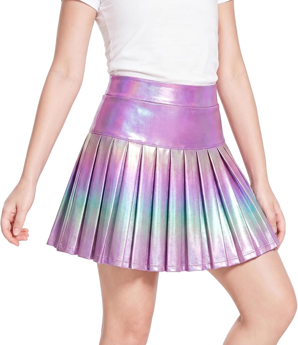 Glinsterende metalen rok voor meisjes, minirok met shorts, voering, elastische taille, voor kinderen, dans, feest
