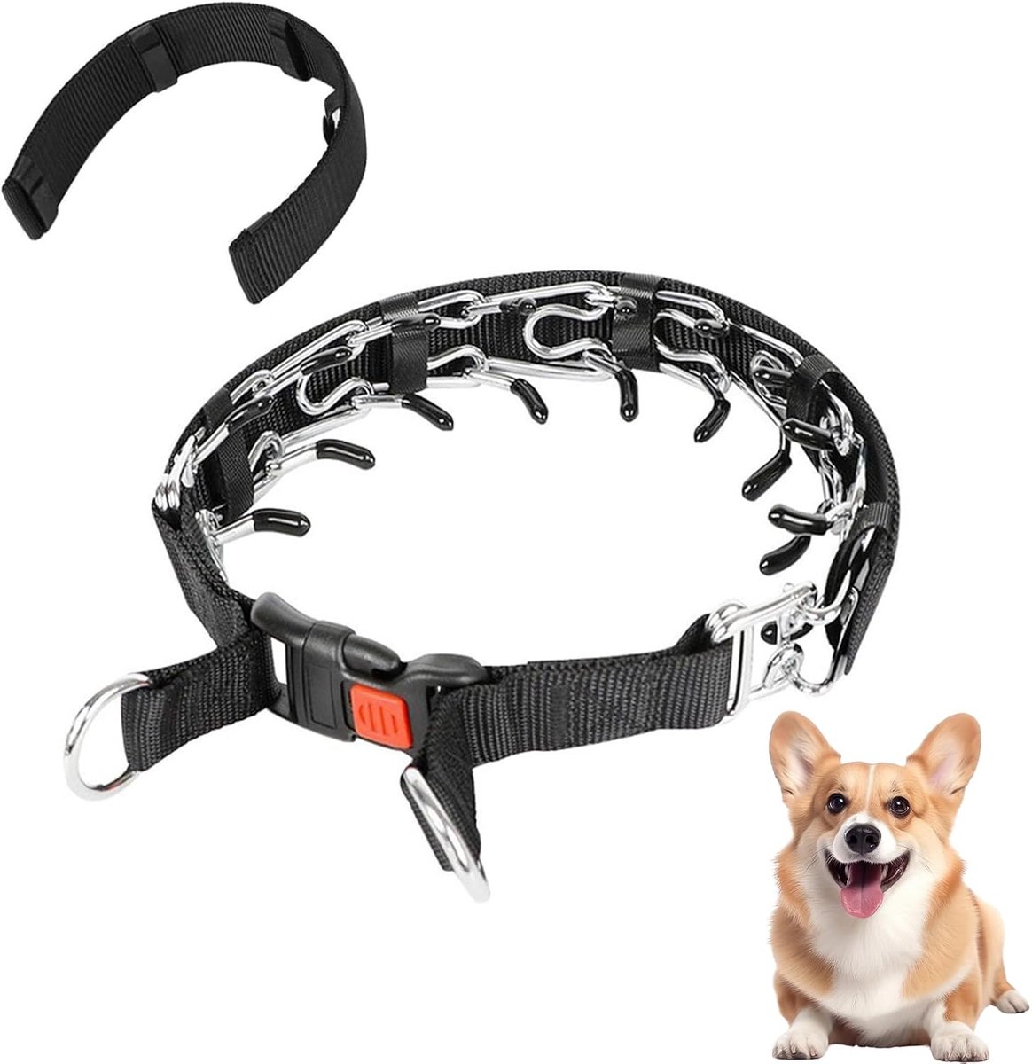 Krukketting voor honden, 50 cm, metalen anti-blaffhalsband voor kleine en middelgrote honden om te trainen en te wandelen