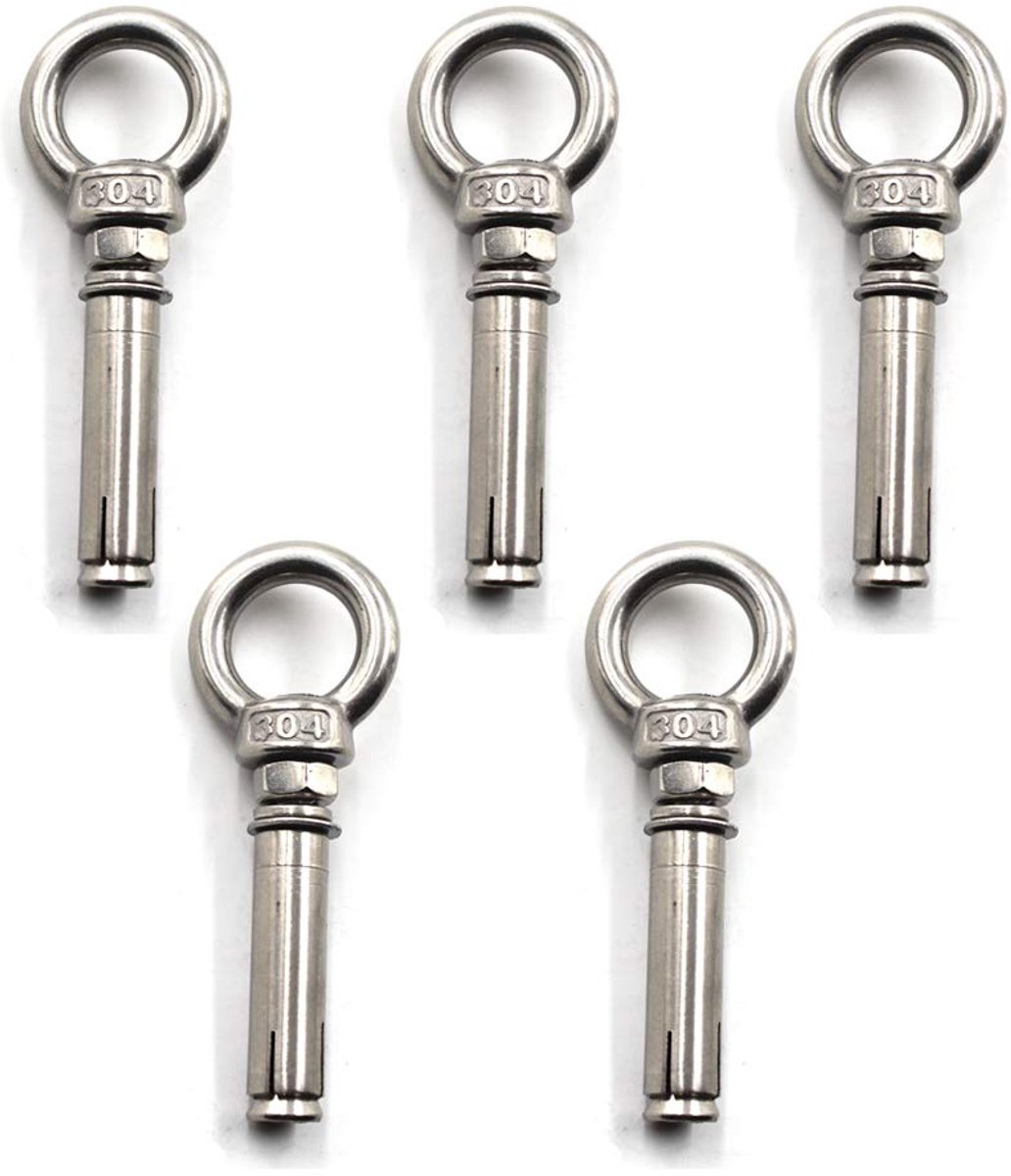 304 Rvs Ring Lifting Uitbreidingsschild Anker Eye Bolt Uitbreidingsschroef (5 stuks)