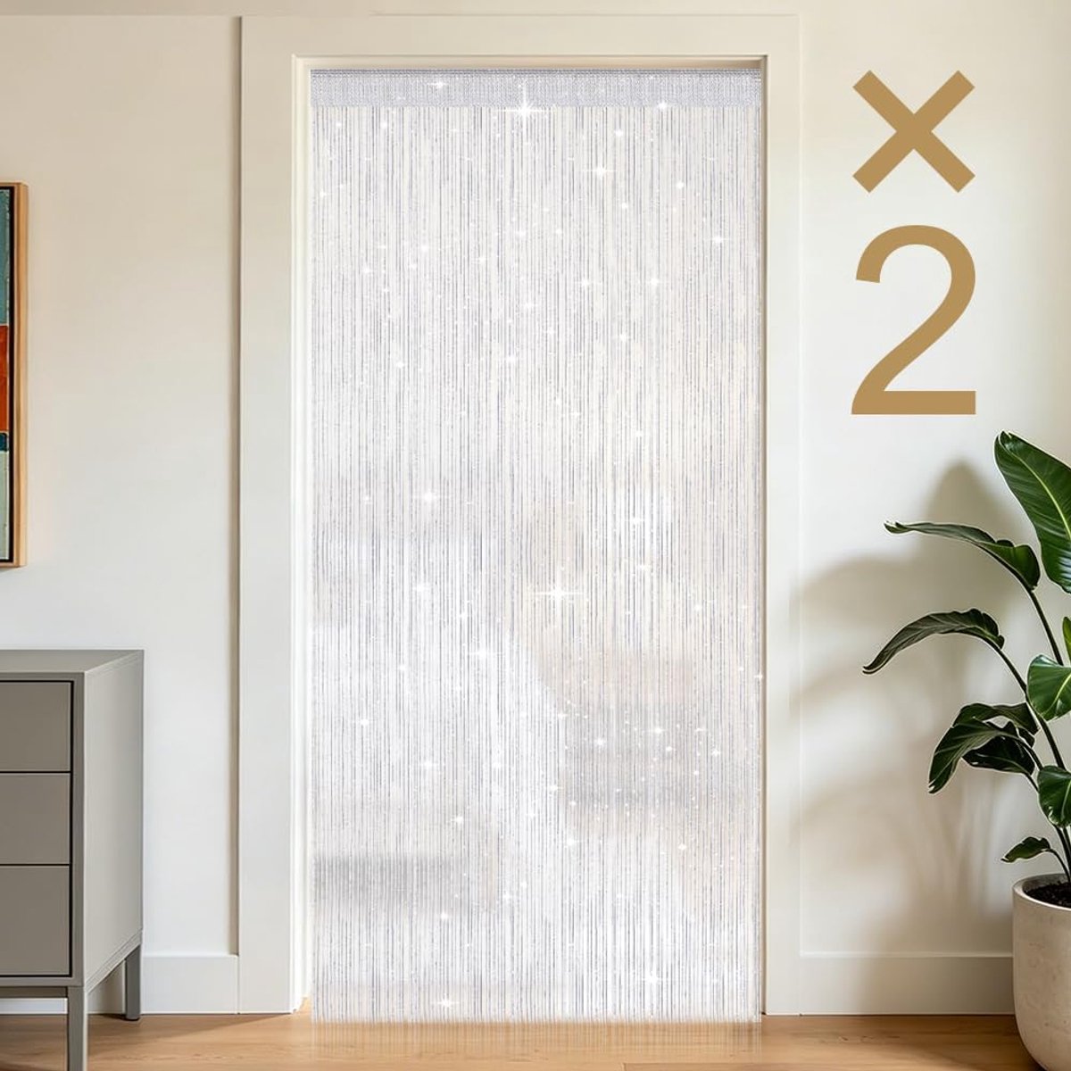 Franjegordijn, 1m x 2m Folie Franjegordijn Franjegordijn voor Feest Franjegordijn Franjegordijn Achtergrond voor Verjaardag, Nieuwjaar Podium （Wit 2pcs ）