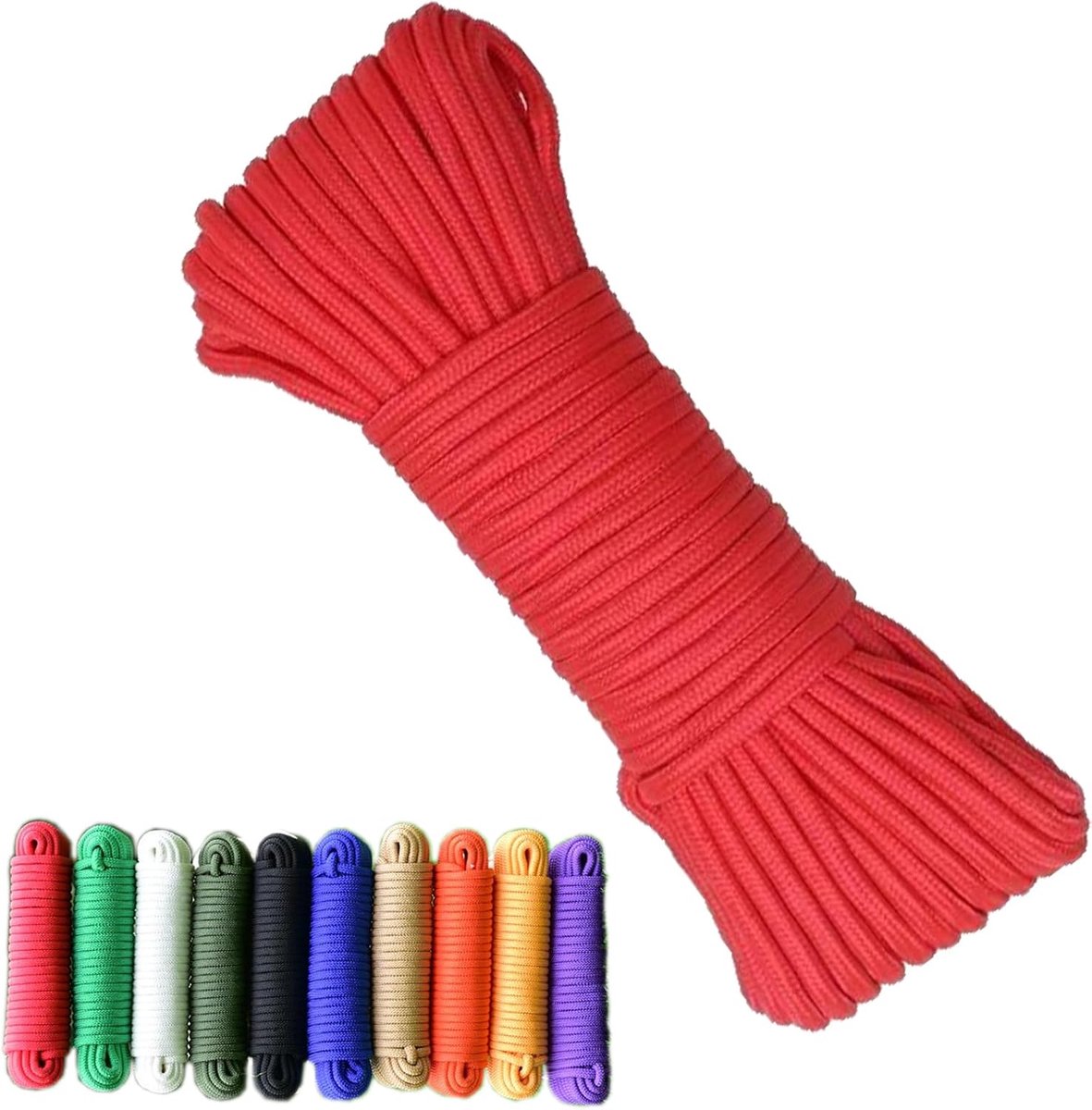 Touw, 8 mm - 20 meter, sterk multifunctioneel touw, camping, zeer dun, licht, veelzijdig inzetbaar, gevlochten touw voor polypropyleen, veelzijdig inzetbaar, rood, 8 mm - 20 meter