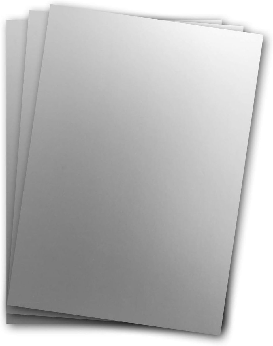Metallic Papier DIN A4 21,0 x 29,7 cm - Zilver Metallic - 25 stuks - glanzend papier voor knutselen 90 g/m² - Achterkant Wit - Voor uitnodigingen, bruiloften