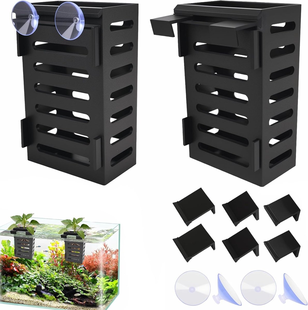 2-delige Aquarium Plantenhouder met 12 Haken en 4 Zuignappen voor Vistank Aquarium Planter en Aquascape Decoraties