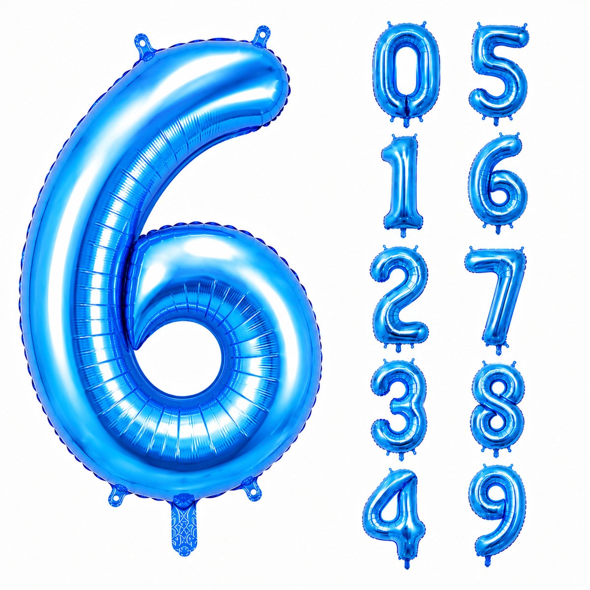 Fienosa Blauw Metallic Cijfer 6 Ballon 101 CM - Nummer 6 - Cijferballon - XL Groot - Helium Ballon - Verjaardag Ballon - Feestversiering - Verjaardag - Leeftijd - Getal