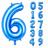Fienosa Blauw Metallic Cijfer 6 Ballon 101 CM - Nummer 6 - Cijferballon - XL Groot - Helium Ballon - Verjaardag Ballon - Feestversiering - Verjaardag - Leeftijd - Getal