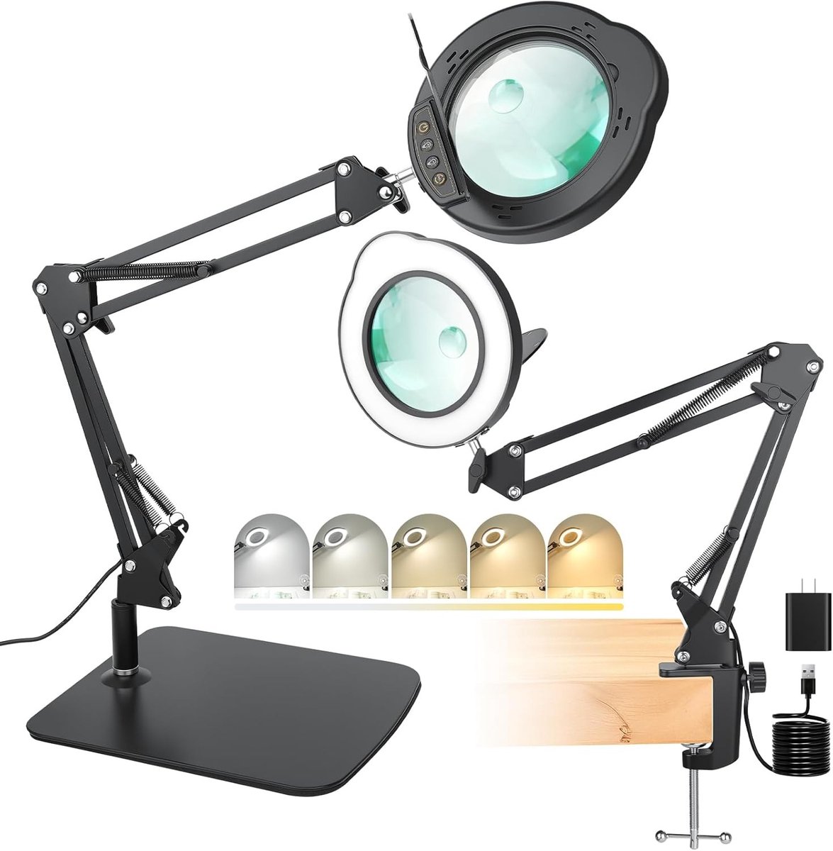 Vergrootglas met Licht en Standaard - Wit - 4.5 Inch - Met LED en Dimbare Helderheid - Voor Lezen en Ambachten