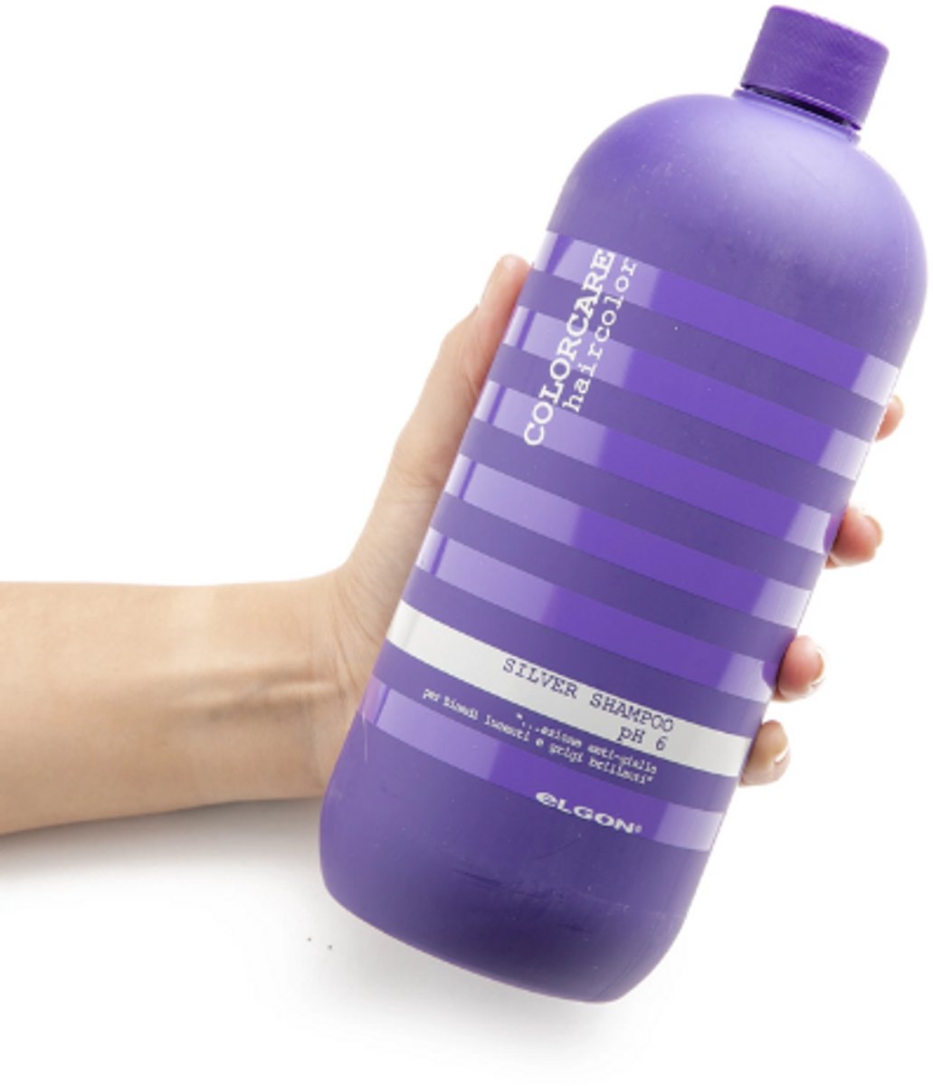 Elgon Colorcare Silver Shampoo 1000 ml - Zilvershampoo - Voor Blond En Grijs Haar - Tegen Gele Gloed - Glans Verhogend