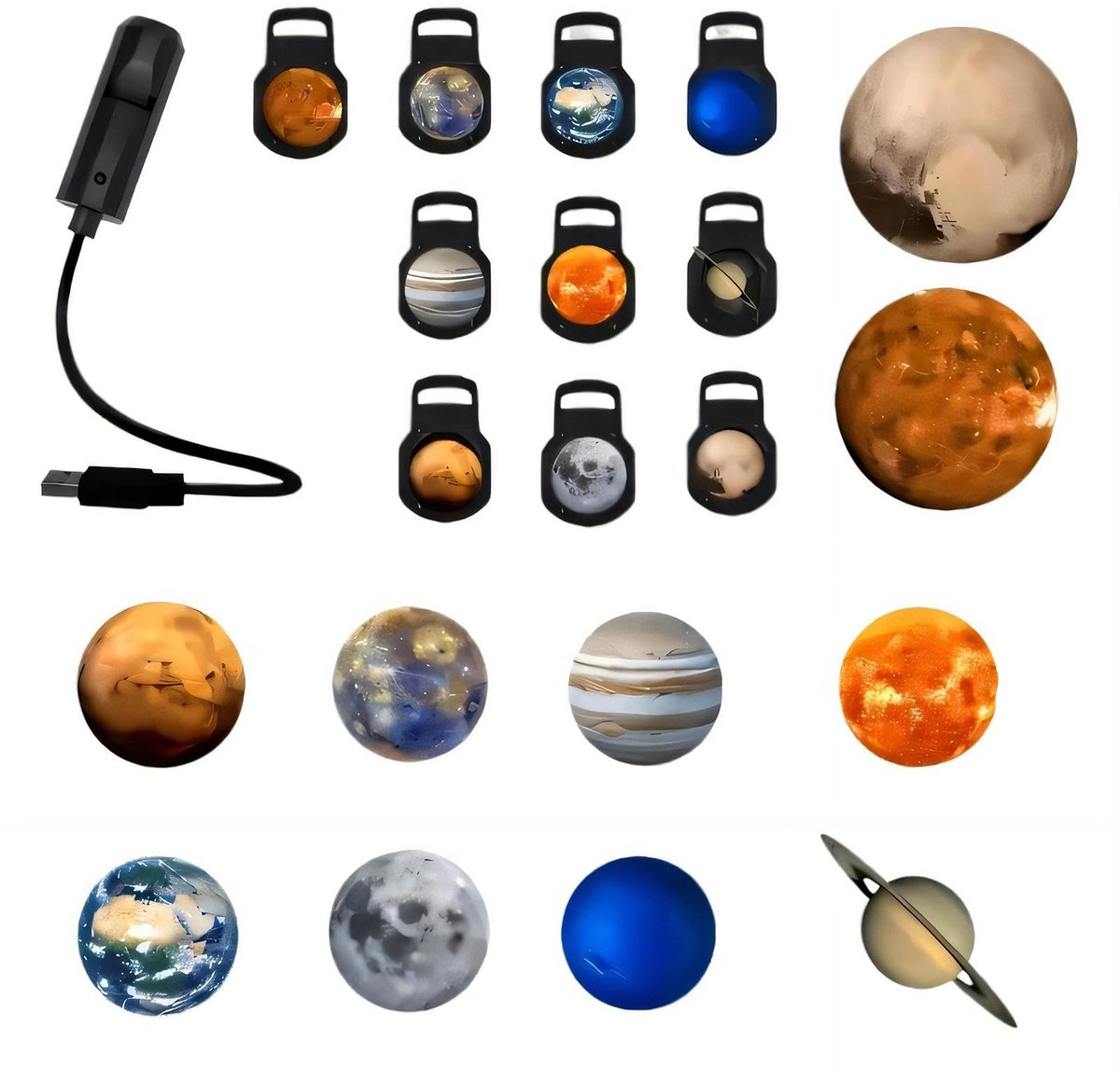 Namajunas - Planeet Projector- 1 apparaat, 10 patronen - Dimbare LED Lamp met 360° Rotatie en USB - Planeeteffect - Geschikt voor auto-interieur, slaapkamer en woonkamer – Projectorlamp