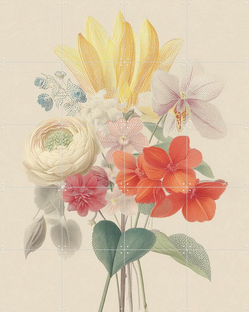 IXXI Floral Phantom, Artclaud - 80 x 100 cm - Gratis ophangtool - Grote wanddecoratie en posters - Vintage, Speels, Slaapkamer, Gang, Eetkamer