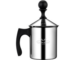 Handmatige Melkopschuimer - Koffie Accessoire - Romig Schuim Maken - Dubbel Ringnet - 400 ml - Zilver
