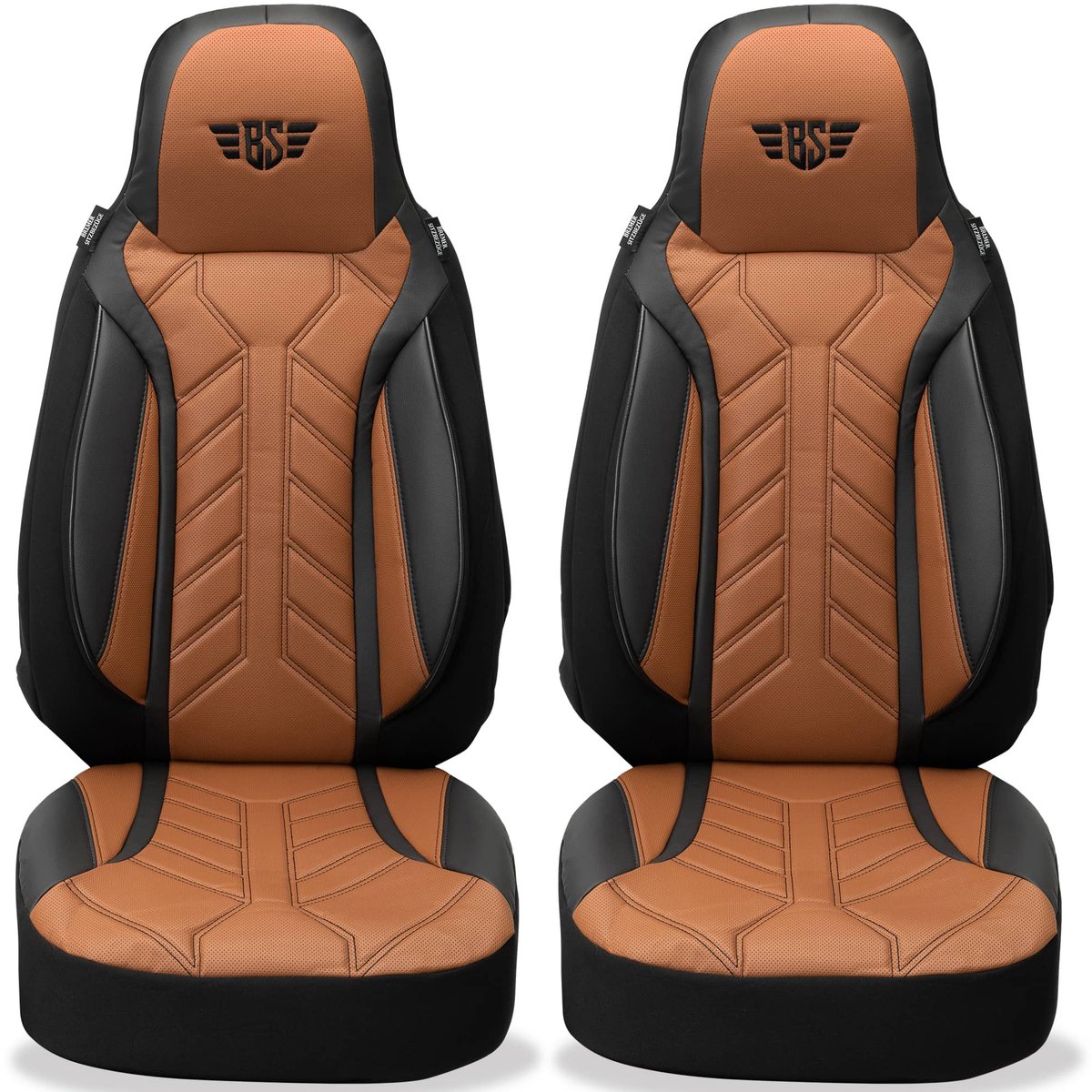 Autostoelhoezen voor Renault Kangoo Bj 1997-07 – Stoelhoezen voor bestuurder en passagier in Zwart/Chocoladebruin