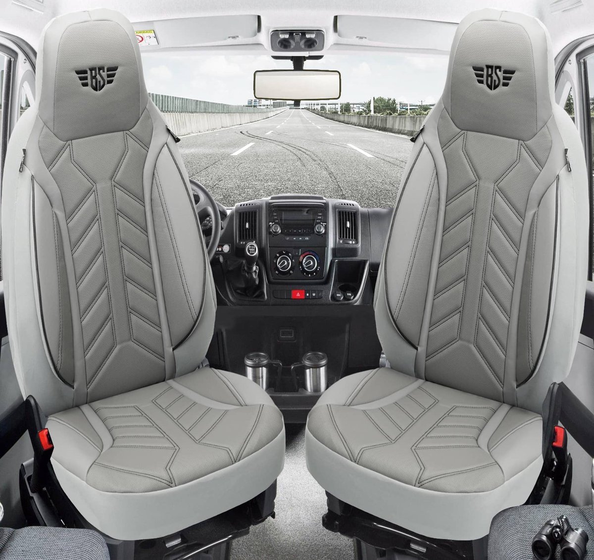 Autostoelhoezen voor Volvo XC90 Bj 2002-14 – Stoelhoezen voor bestuurder en passagier in Grijs
