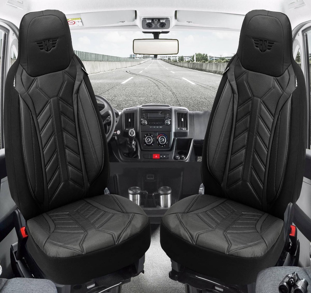Autostoelhoezen voor Volvo V40 / S40 Bj 2012-19 – Stoelhoezen voor bestuurder en passagier in Zwart