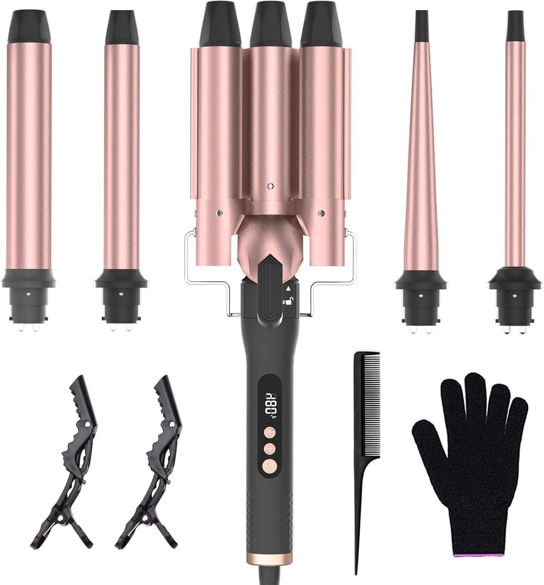 Krultang Set - Haarstyling Tools - Dagelijks Kapsel - Vijf Verwisselbare Vaten - 9-32 mm - Zwart
