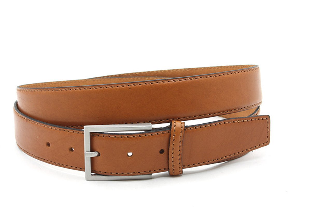 Heren riem cognac - XL leren riem 3,5cm met zilveren gesp - Leer - Extra lange riem - Verstelbaar - Maat