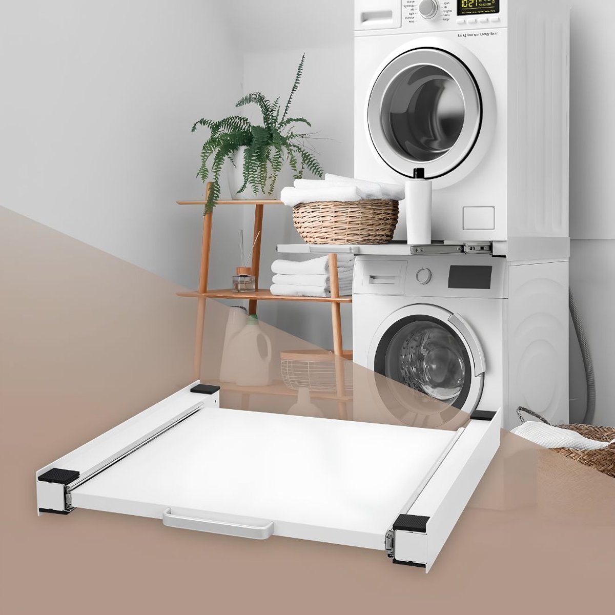 JCP® Wasmachine Ombouw - Wasmachine Meubel - Wasmachine Kast - Wit - 60cm x 60cm x 8cm