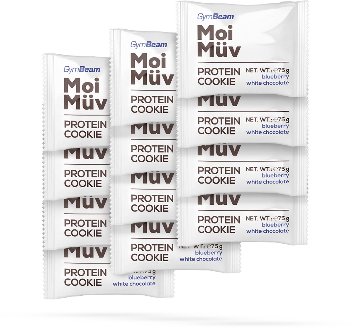 GymBeam MoiMüv Eiwit Koekje 12 x 75 g bosbes en witte chocolade