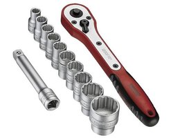 Ratel 1/4" + doppen 13dlg Teng Tools