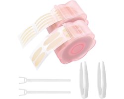 Onzichtbare ooglidtape –2 rollen - Onzichtbare ooglidstickers - Zonder lijmlaag – Hechting door wateractivering – Inclusief applicatorvorkje en pincet – Ooglidtape voor contourverbetering –360 stickers - beige