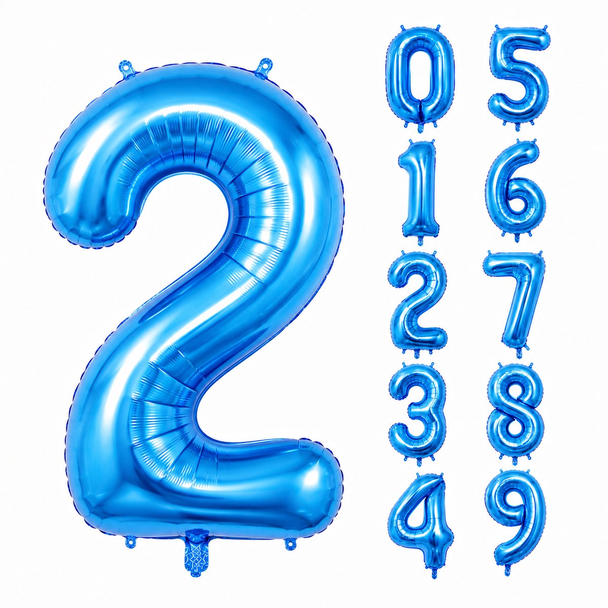 Fienosa Blauw Metallic Cijfer 2 Ballon 101 CM - Nummer 2 - Cijferballon - XL Groot - Helium Ballon - Verjaardag Ballon - Feestversiering - Verjaardag - Leeftijd - Getal
