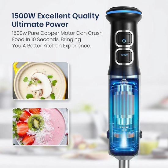 Hand Blender Set - Keukenmixer Staafmixer - Maaltijden Bereiden - 4-in-1 Functionaliteit - 600ML - Zwart — afbeelding 5