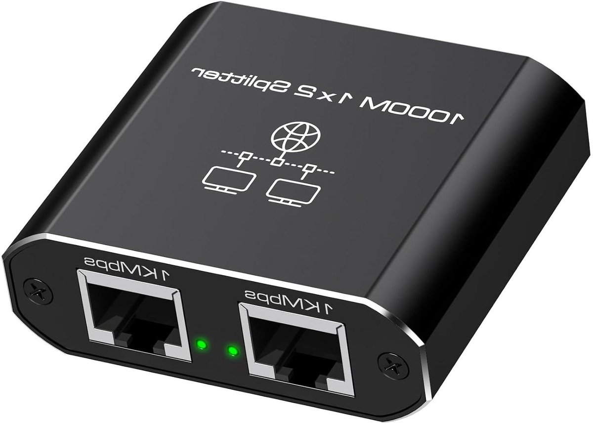 Netwerk Splitter - Ethernet Switch - Twee Apparaten Delen - Gigabit Snelheid 1000M - 60x59x20 mm - Zwart