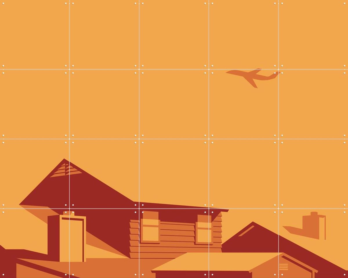 IXXI Rooftops Day, Tim Lautensack - 100 x 80 cm - Gratis ophangtool - Grote wanddecoratie en posters - Modern, Minimalisme, Digitale Kunst
