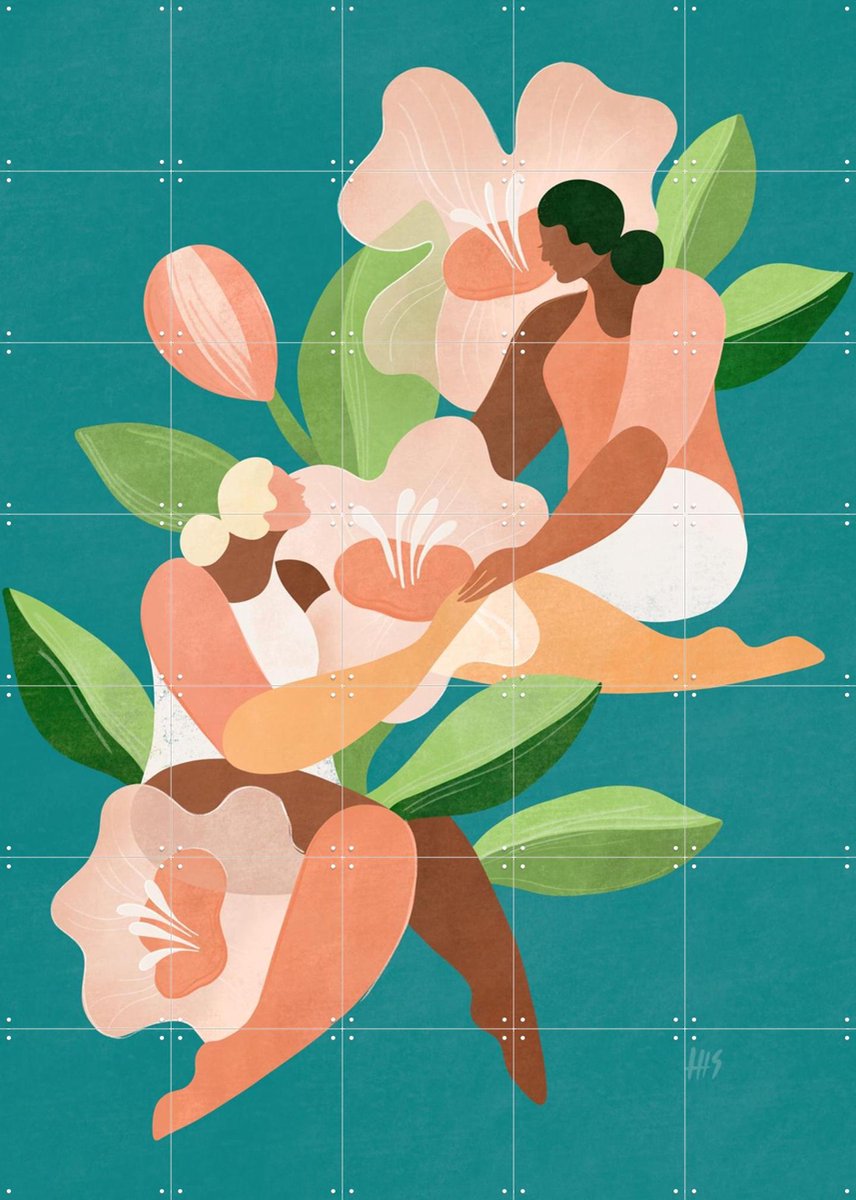 IXXI Growth Shared, Maggie Stephenson - 100 x 140 cm - Gratis ophangtool - Grote wanddecoratie en posters - Digitale Kunst, Kleurrijk, Modern