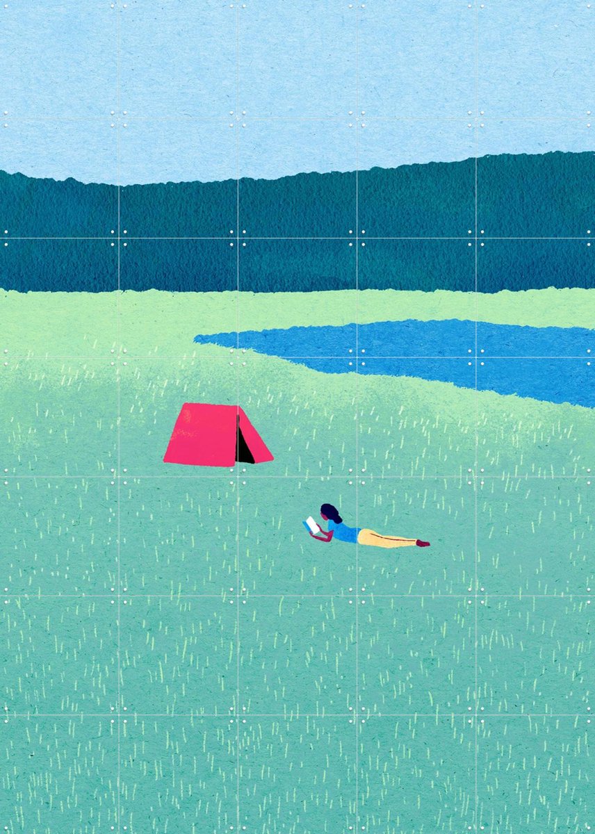 IXXI Meadow, Henry Rivers - 100 x 140 cm - Gratis ophangtool - Grote wanddecoratie en posters - Illustraties, Kleurrijk, Speels, Digitale Kunst