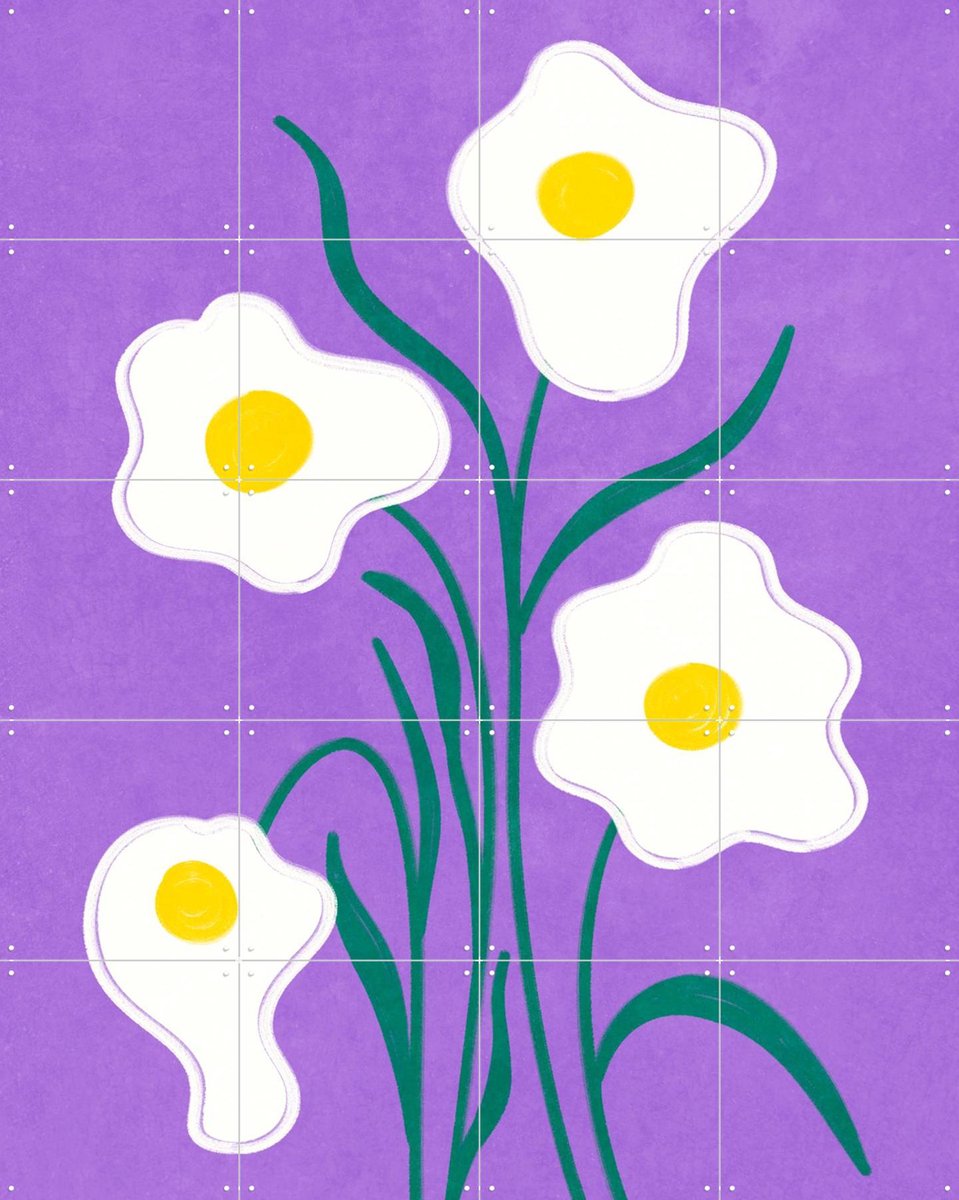 IXXI Graphical Flowers Fried Eggs, Raissa Oltmanns - 80 x 100 cm - Gratis ophangtool - Grote wanddecoratie en posters - Abstract, Speels, Cartoonesk