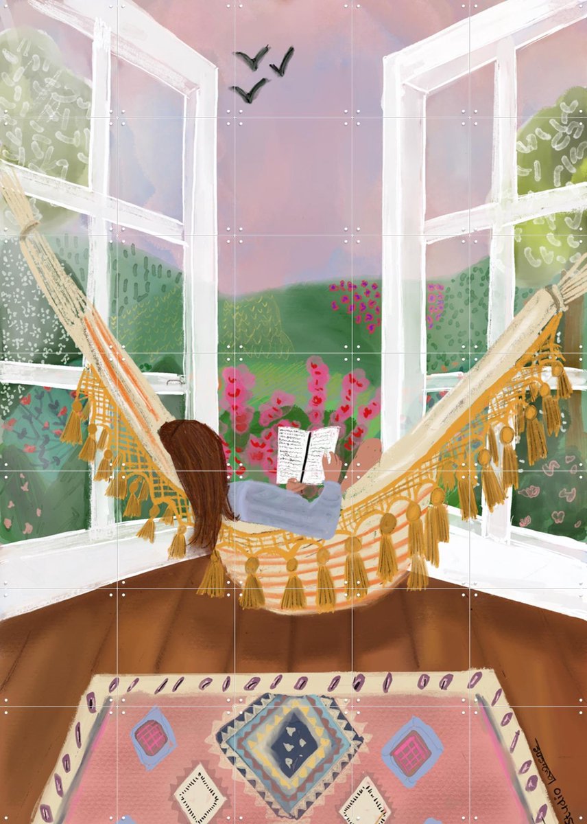 IXXI Hammock Dream, Studio LaWiene - 100 x 140 cm - Gratis ophangtool - Grote wanddecoratie en posters - Modern, Digitale Kunst, Speels, Kleurrijk