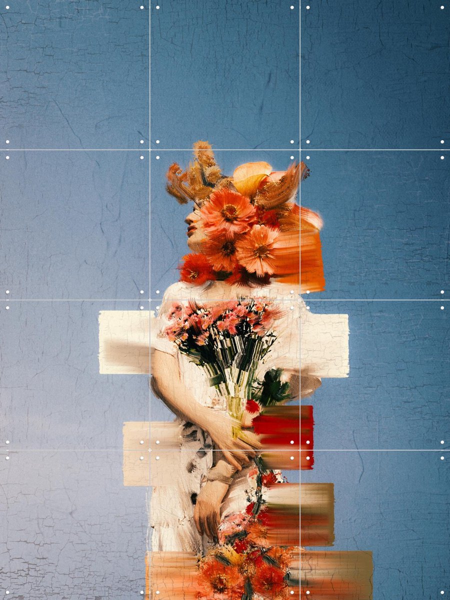 IXXI Flower Girl, Vineet Suresh - 60 x 80 cm - Gratis ophangtool - Grote wanddecoratie en posters - Digitale Kunst, Abstract, Fantasierijk, Speels