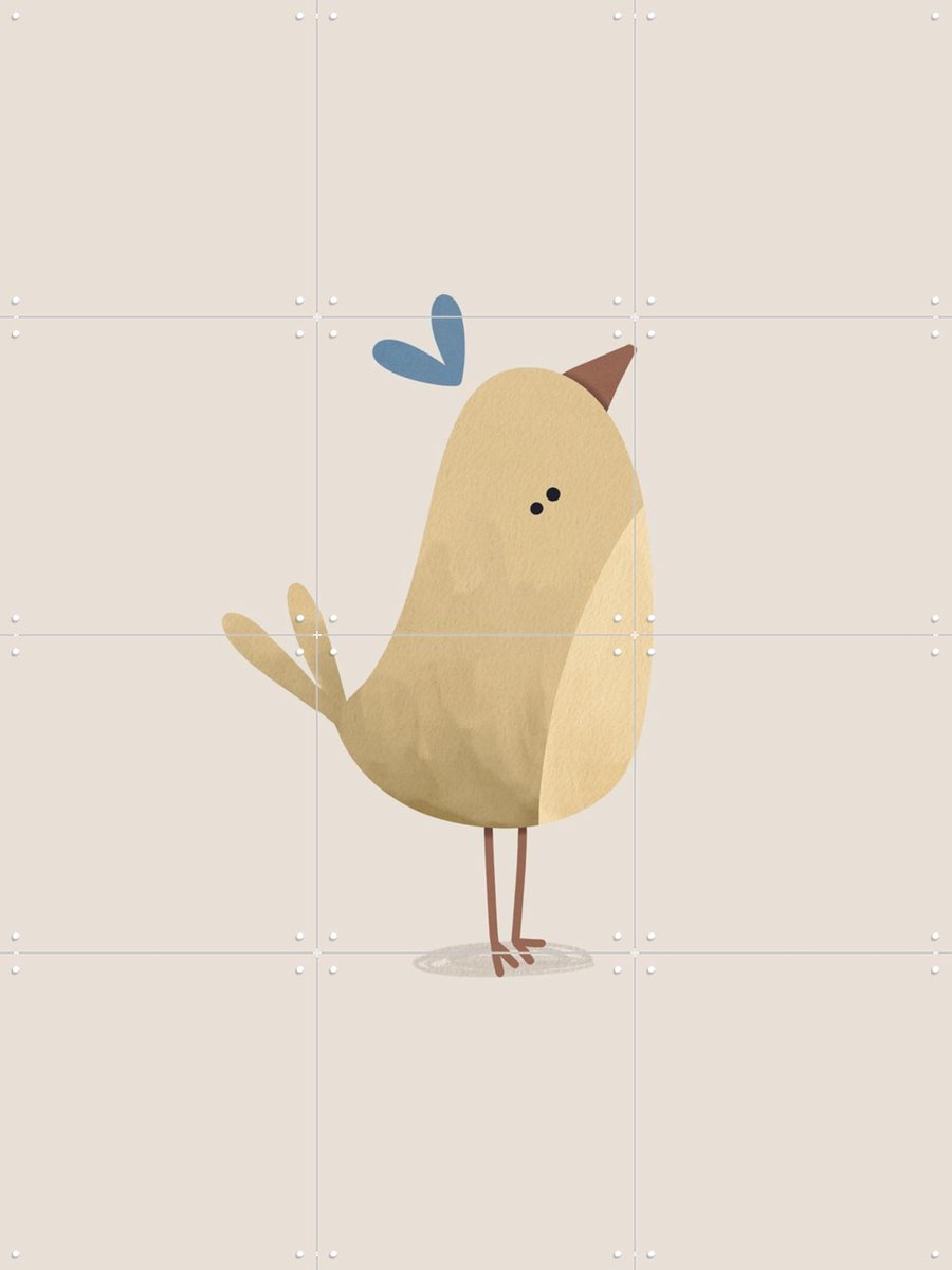 IXXI Vogel, Alijt - 60 x 80 cm - Gratis ophangtool - Grote wanddecoratie en posters - Kleurrijk, Speels, Cartoonesk, Fantasierijk, Illustraties