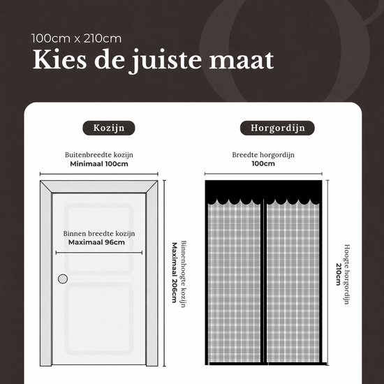 O'DADDY® Deurgordijn Deluxe FIBER - Magnetisch Vliegengordijn - Voor Nieuwbouw en Standaard Deuren - Eenvoudige Installatie - Deurhor Zwart - 100x210 cm — afbeelding 4