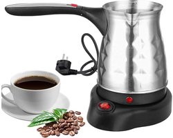 Koffiezetapparaat Met Handvat - Elektrische Koffiepot - Traditioneel Koffie Zetten - Roestvrij Staal - 500 ml - Zilver