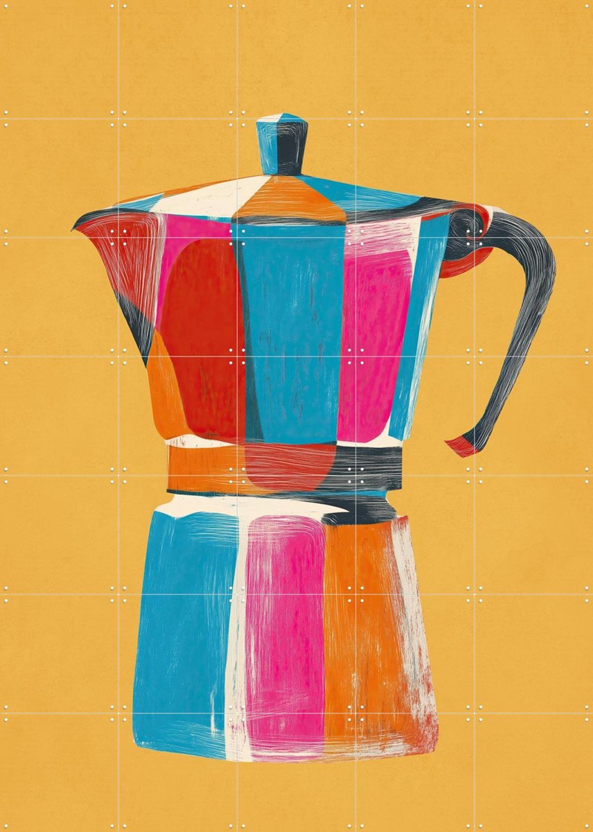 IXXI Color Block Moka, Branka Kodžoman - 100 x 140 cm - Gratis ophangtool - Grote wanddecoratie en posters - Kwaststreken, Abstract, Kleurrijk